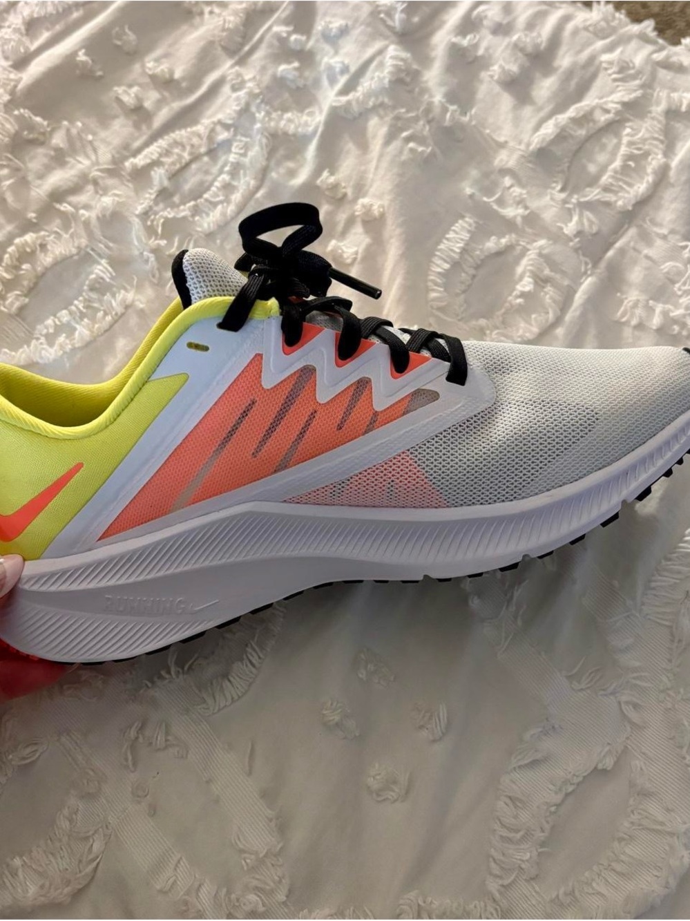 Nike Women's Running Shoes - White/Coral/Neon Yellow - Picture 2 of 5